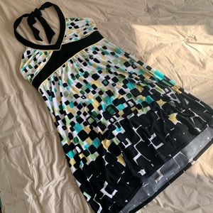 Geometric Halter Dress